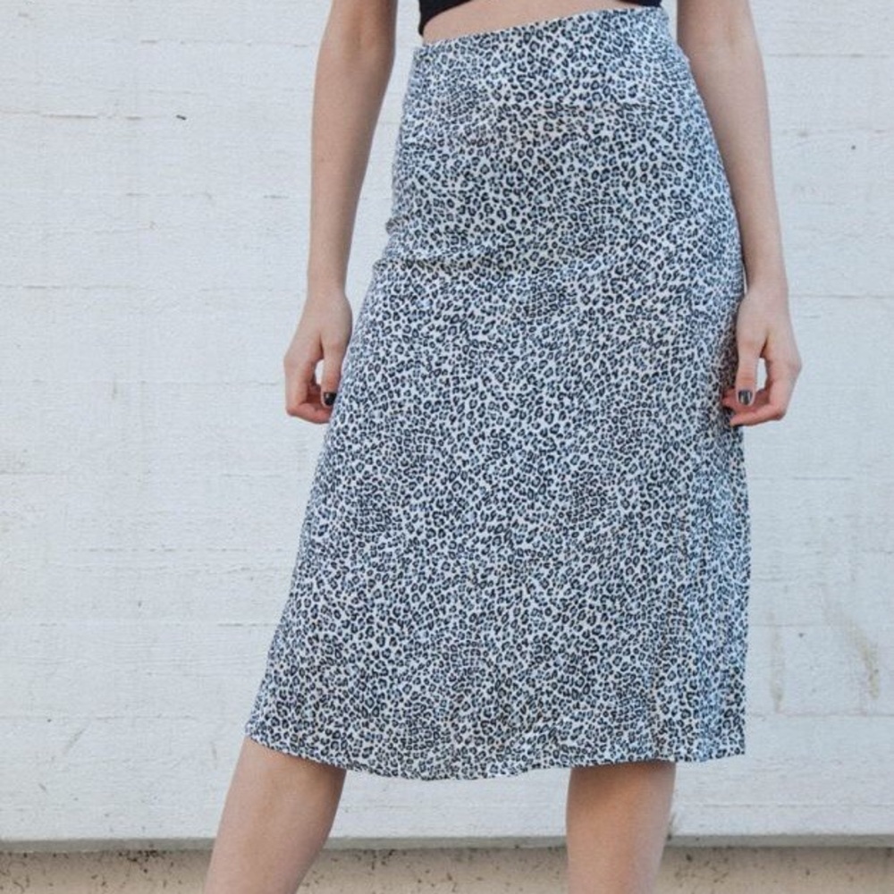 Blue cheetah midi skirt worn once